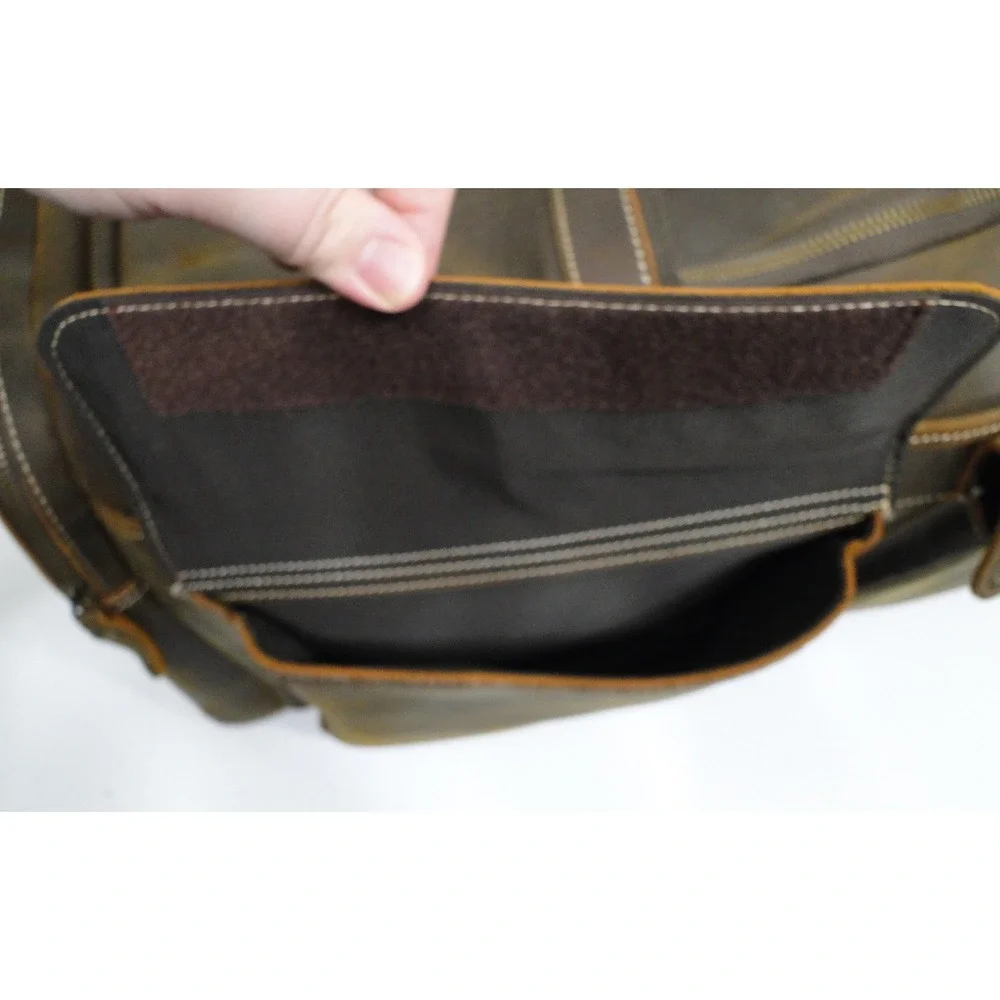 Polare Mens Full Grain Leather Duffel Bag Weekender Travel Luggage Brown Vintage